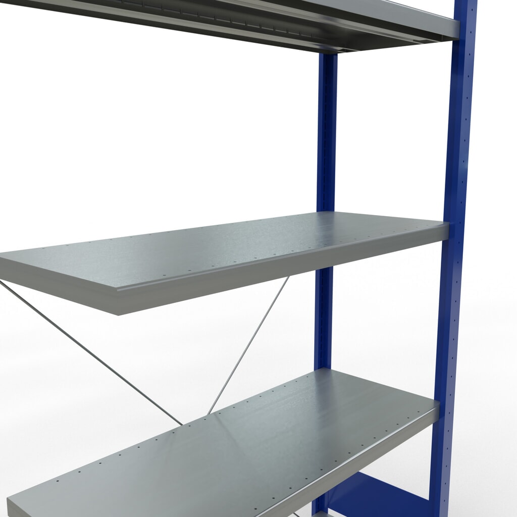 Número de imagen del producto 5: Estantería de cargas pequeñas SCHULTE con sistema de montaje encajado, módulo adicional, carga por estante de 330 kg, azul genciana/ galvanizada, Al x An x F 2.000 x 1.000 x 400 mm
