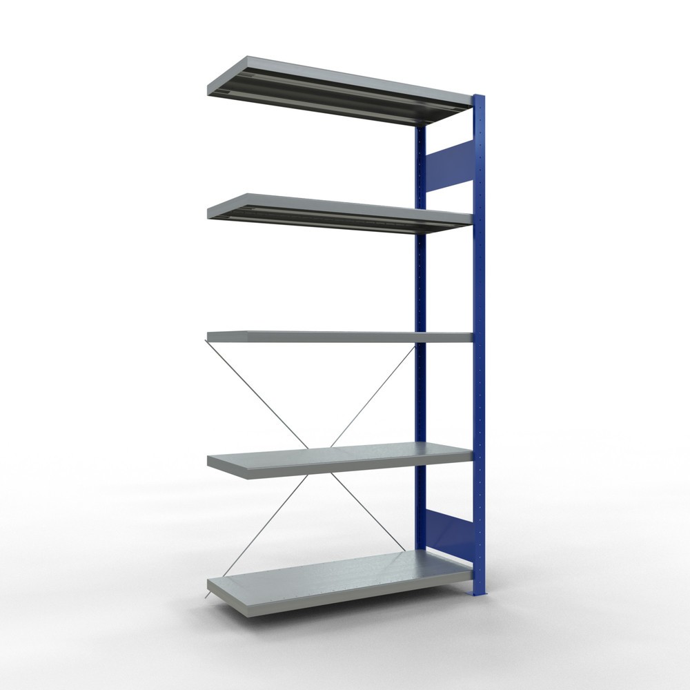Imagen del producto: Estantería de cargas pequeñas SCHULTE con sistema de montaje encajado, módulo adicional, carga por estante de 330 kg, azul genciana/ galvanizada, Al x An x F 2.000 x 1.000 x 400 mm