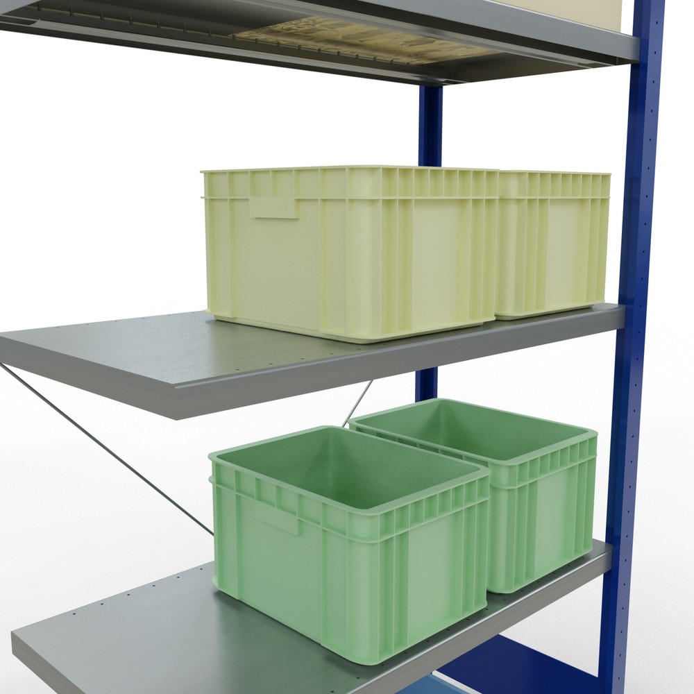 Número de imagen del producto 4: Estantería de cargas pequeñas SCHULTE con sistema de montaje encajado, módulo adicional, carga por estante de 330 kg, azul genciana/ galvanizada, Al x An x F 2.000 x 1.000 x 500 mm