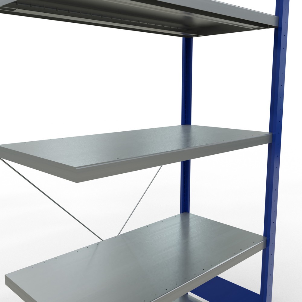 Número de imagen del producto 5: Estantería de cargas pequeñas SCHULTE con sistema de montaje encajado, módulo adicional, carga por estante de 330 kg, azul genciana/ galvanizada, Al x An x F 2.000 x 1.000 x 500 mm