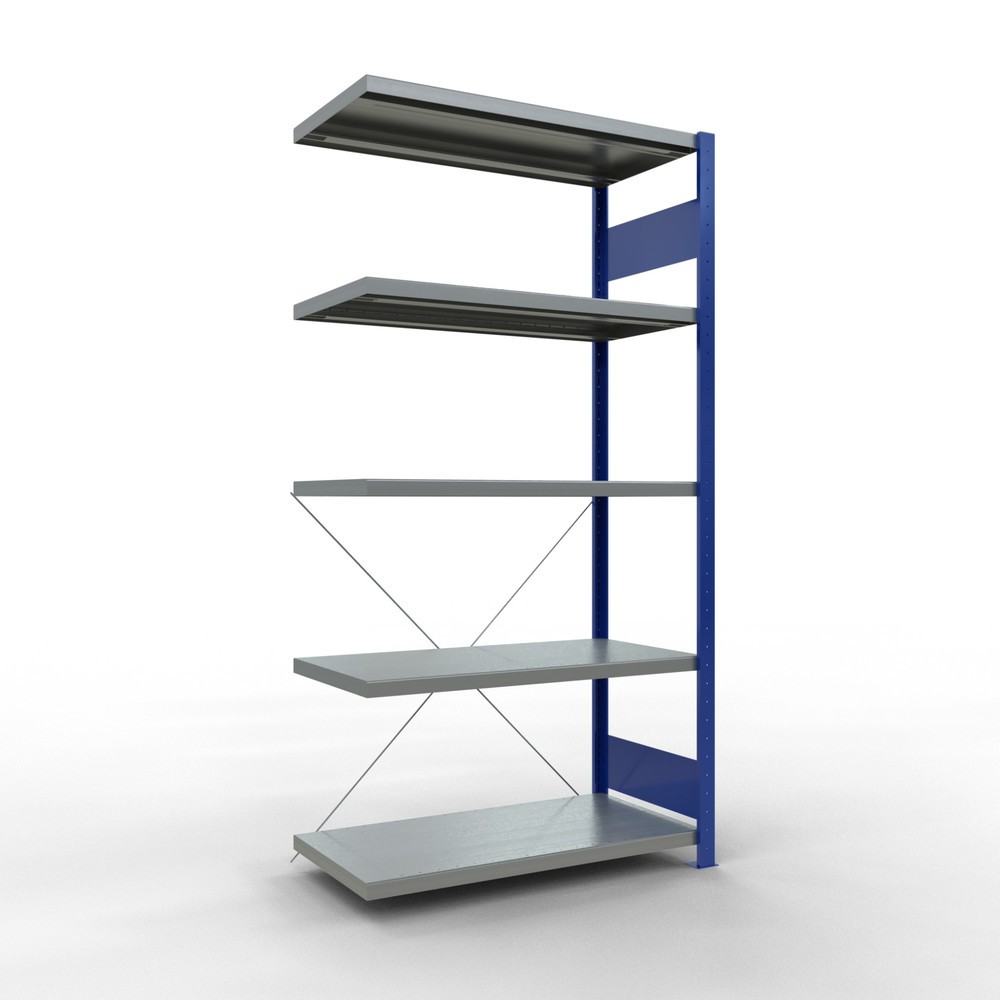 Imagen del producto: Estantería de cargas pequeñas SCHULTE con sistema de montaje encajado, módulo adicional, carga por estante de 330 kg, azul genciana/ galvanizada, Al x An x F 2.000 x 1.000 x 500 mm