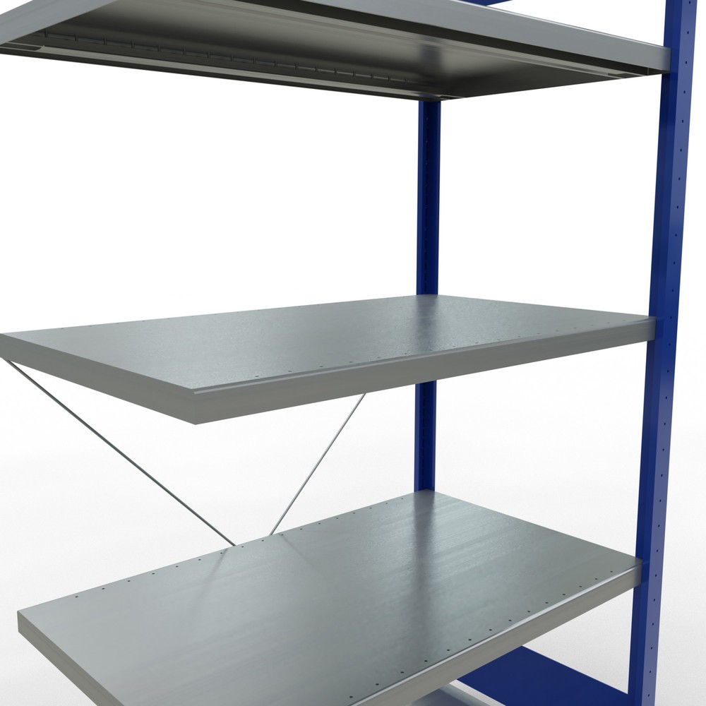 Número de imagen del producto 5: Estantería de cargas pequeñas SCHULTE con sistema de montaje encajado, módulo adicional, carga por estante de 330 kg, azul genciana/ galvanizada, Al x An x F 2.000 x 1.000 x 600 mm