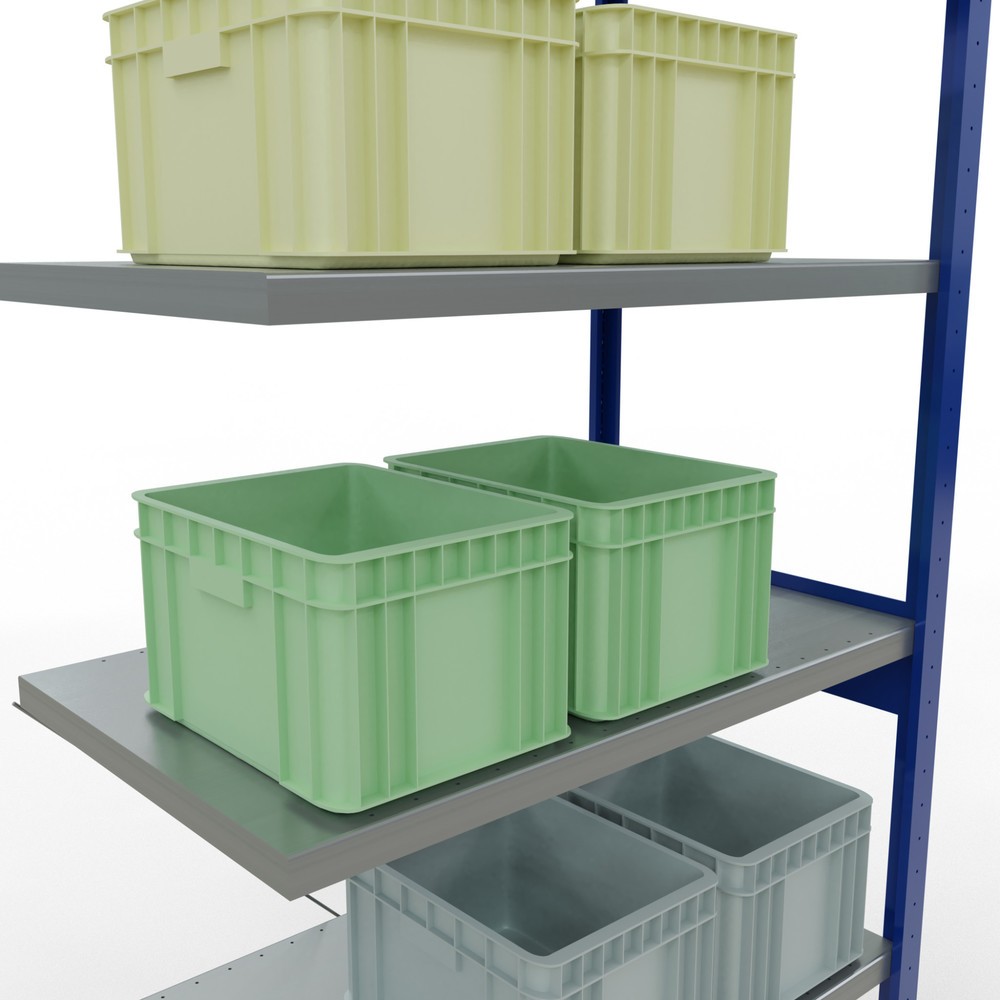 Número de imagen del producto 4: Estantería de cargas pequeñas SCHULTE con sistema de montaje encajado, módulo adicional, carga por estante de 330 kg, azul genciana/ galvanizada, Al x An x F 2.500 x 1.000 x 600 mm