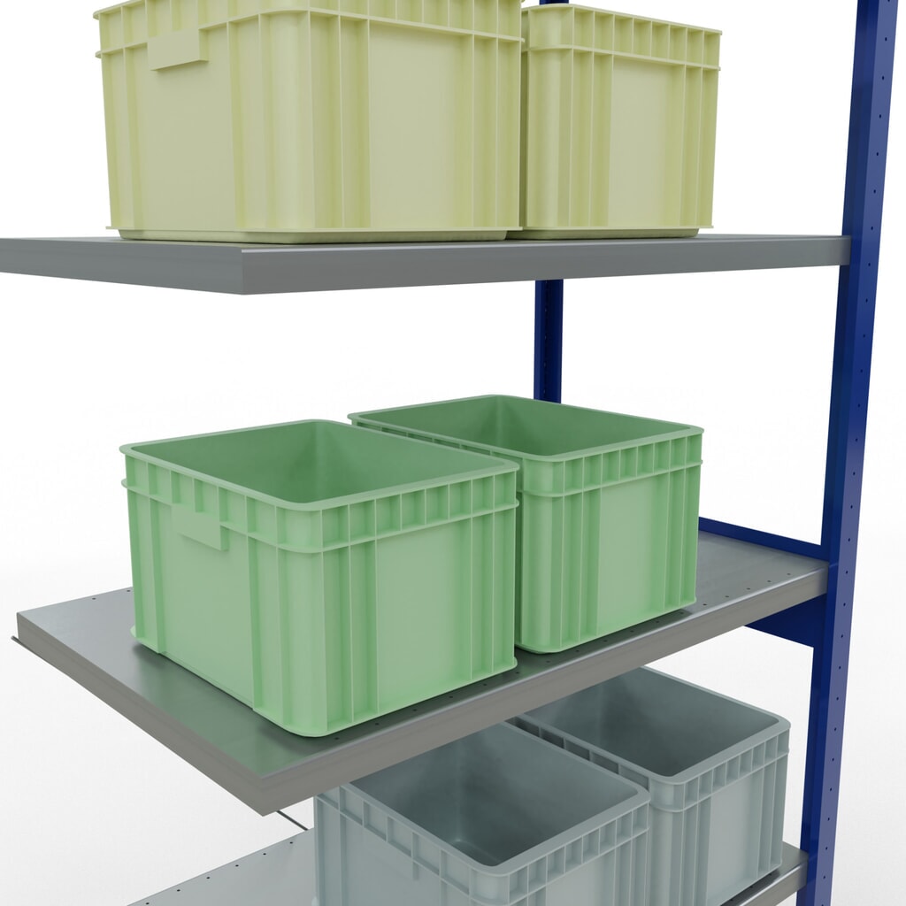 Número de imagen del producto 4: Estantería de cargas pequeñas SCHULTE con sistema de montaje encajado, módulo adicional, carga por estante de 330 kg, azul genciana/ galvanizada, Al x An x F 2.500 x 1.000 x 600 mm