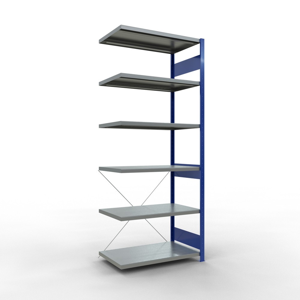 Número de imagen del producto 1: Estantería de cargas pequeñas SCHULTE con sistema de montaje encajado, módulo adicional, carga por estante de 330 kg, azul genciana/ galvanizada, Al x An x F 2.500 x 1.000 x 600 mm