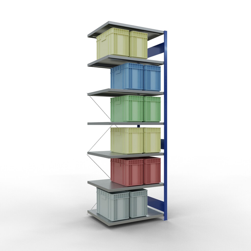 Estantería de cargas pequeñas SCHULTE con sistema de montaje encajado, módulo adicional, carga por estante de 330 kg, azul genciana/ galvanizada, Al x An x F 3.000 x 1.000 x 800 mm Número de imagen del producto 3: Estantería de cargas pequeñas SCHULTE con sistema de montaje encajado, módulo adicional, carga por estante de 330 kg, azul genciana/ galvanizada, Al x An x F 3.000 x 1.000 x 800 mm