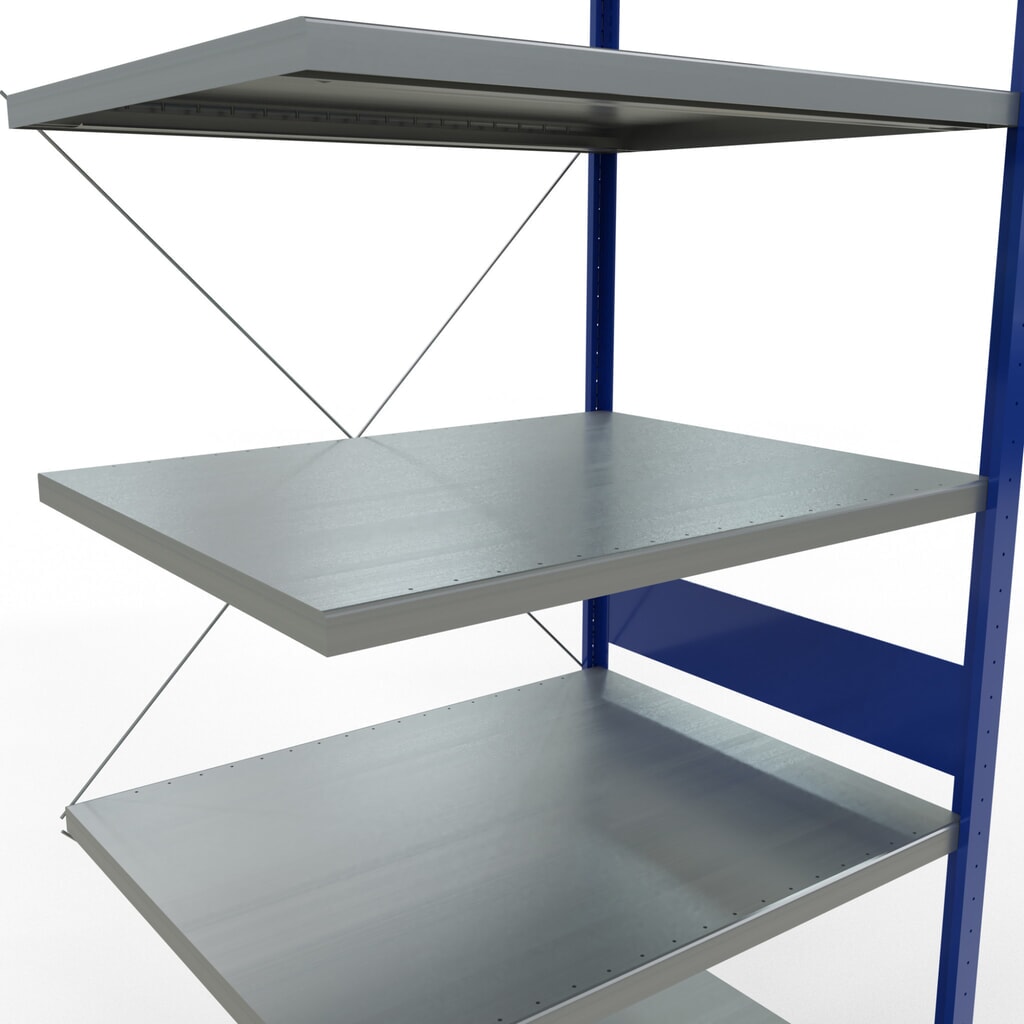 Estantería de cargas pequeñas SCHULTE con sistema de montaje encajado, módulo adicional, carga por estante de 330 kg, azul genciana/ galvanizada, Al x An x F 3.000 x 1.000 x 800 mm Número de imagen del producto 5: Estantería de cargas pequeñas SCHULTE con sistema de montaje encajado, módulo adicional, carga por estante de 330 kg, azul genciana/ galvanizada, Al x An x F 3.000 x 1.000 x 800 mm