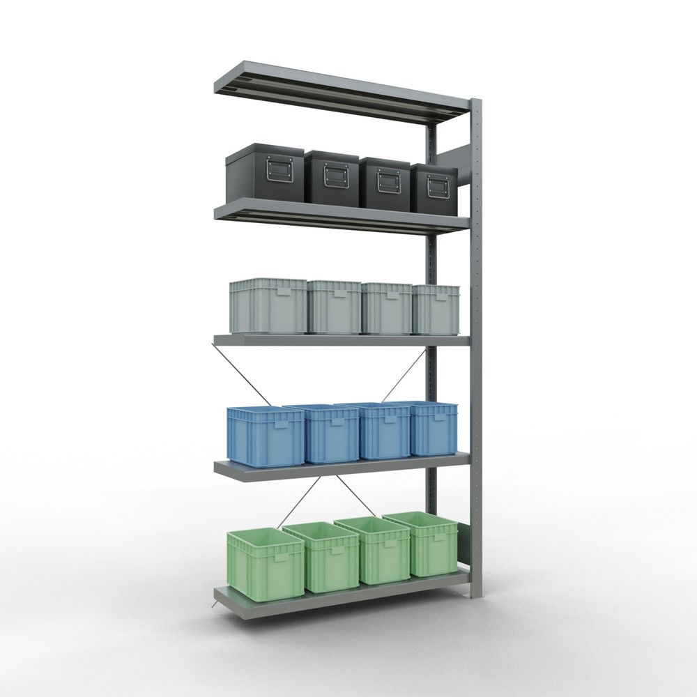 Número de imagen del producto 3: Estantería de cargas pequeñas SCHULTE con sistema de montaje encajado, módulo adicional, carga por estante de 330 kg, galvanizada, Al x An x F 2.000 x 1.000 x 300 mm