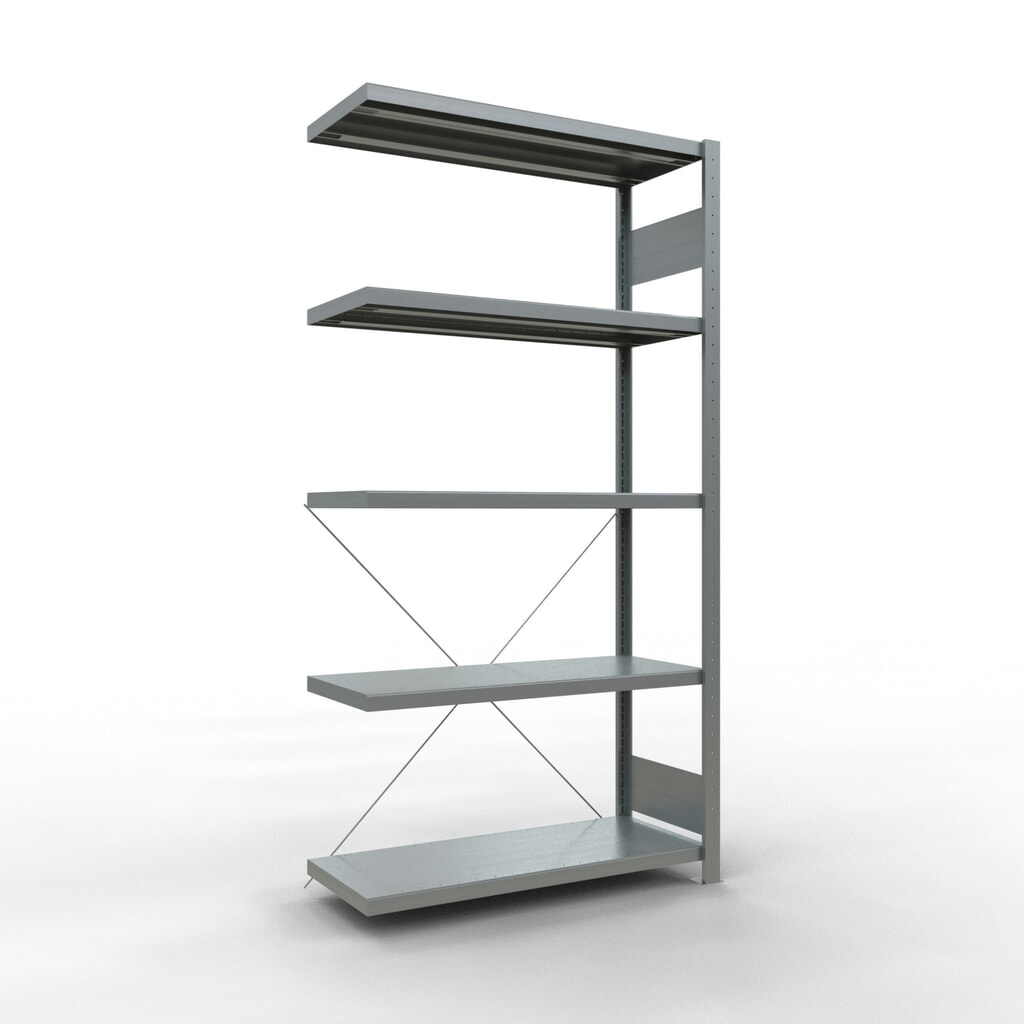 Imagen del producto: Estantería de cargas pequeñas SCHULTE con sistema de montaje encajado, módulo adicional, carga por estante de 330 kg, galvanizada, Al x An x F 2.000 x 1.000 x 400 mm