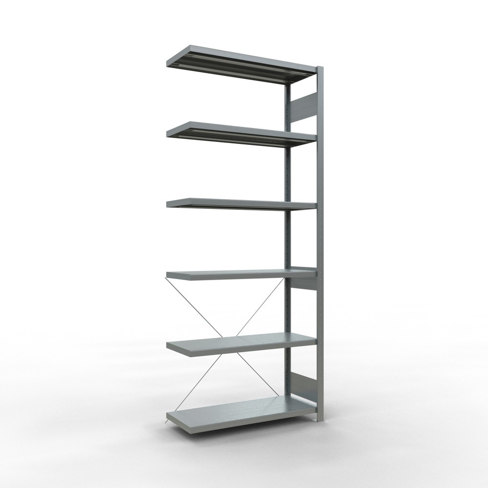 Imagen del producto: Estantería de cargas pequeñas SCHULTE con sistema de montaje encajado, módulo adicional, carga por estante de 330 kg, galvanizada, Al x An x F 2.500 x 1.000 x 400 mm