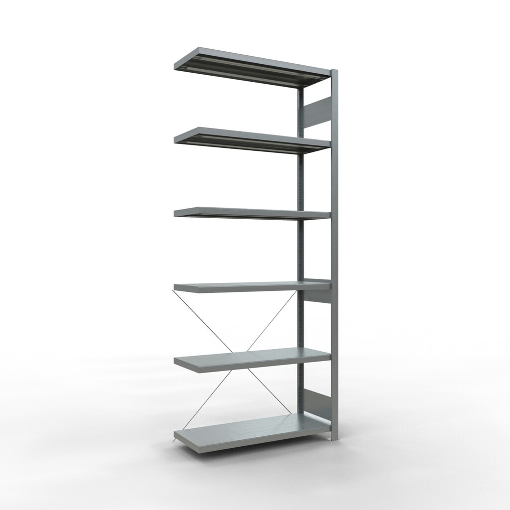Imagen del producto: Estantería de cargas pequeñas SCHULTE con sistema de montaje encajado, módulo adicional, carga por estante de 330 kg, galvanizada, Al x An x F 2.500 x 1.000 x 400 mm