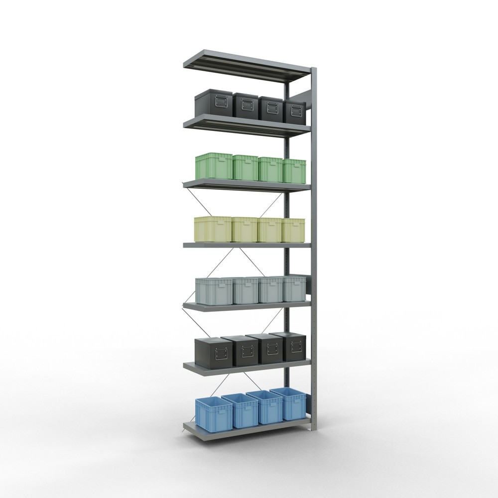 Número de imagen del producto 3: Estantería de cargas pequeñas SCHULTE con sistema de montaje encajado, módulo adicional, carga por estante de 330 kg, galvanizada, Al x An x F 3.000 x 1.000 x 400 mm