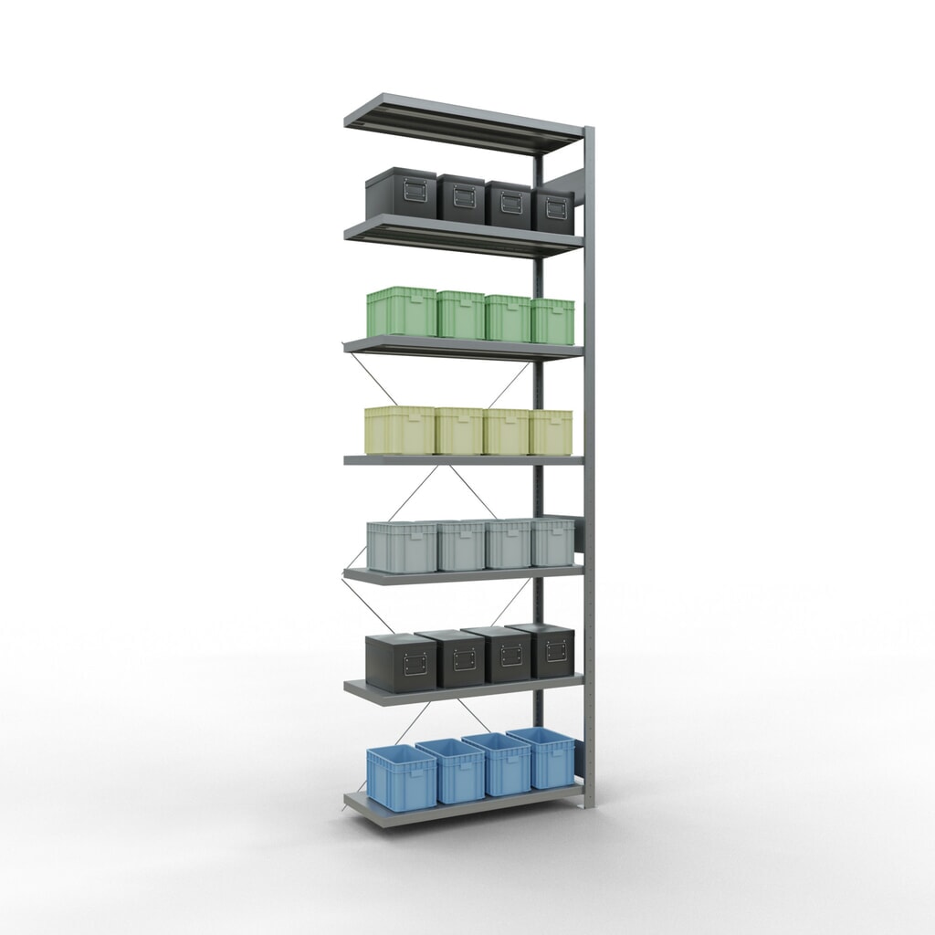 Número de imagen del producto 3: Estantería de cargas pequeñas SCHULTE con sistema de montaje encajado, módulo adicional, carga por estante de 330 kg, galvanizada, Al x An x F 3.000 x 1.000 x 400 mm