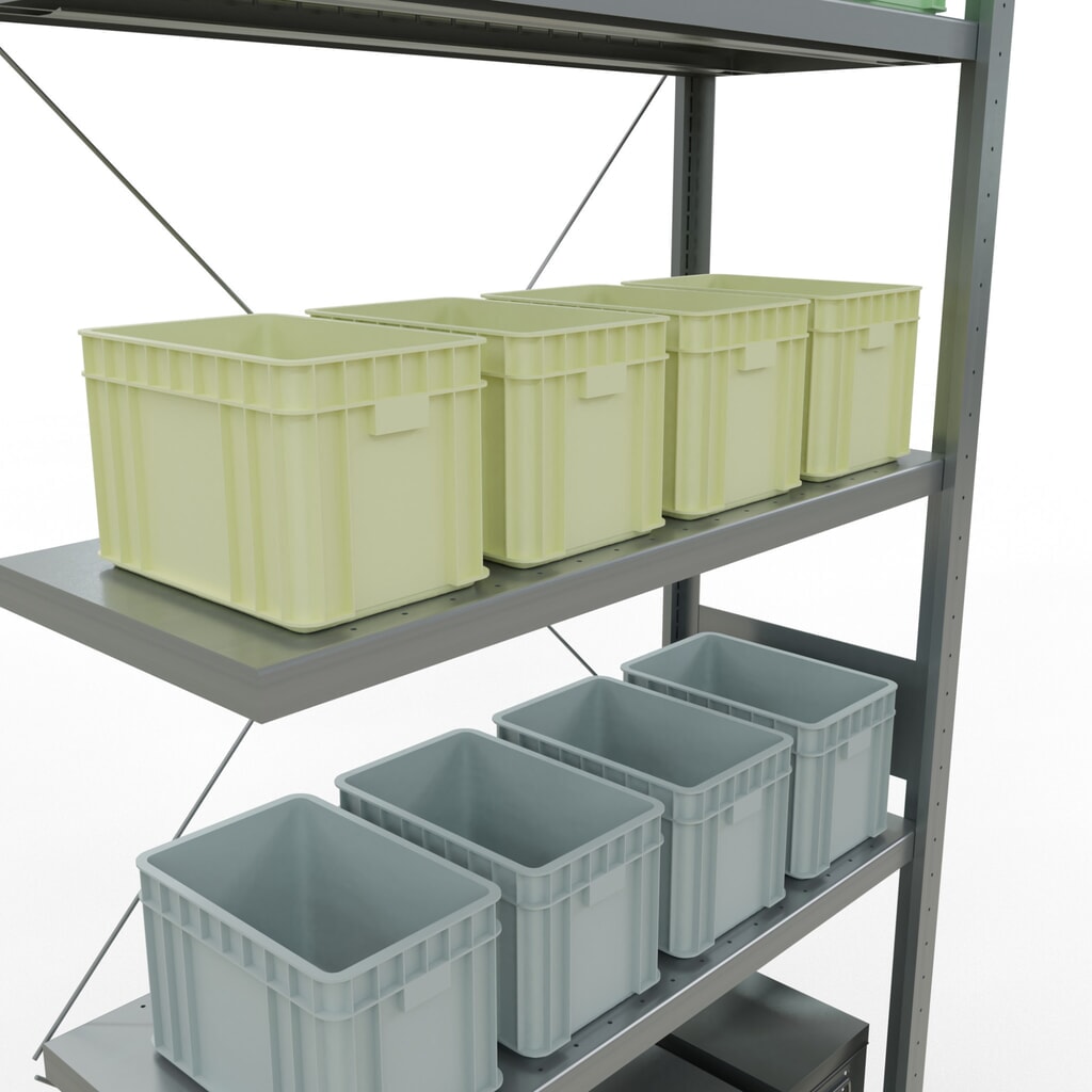 Estantería de cargas pequeñas SCHULTE con sistema de montaje encajado, módulo adicional, carga por estante de 330 kg, galvanizada, Al x An x F 3.000 x 1.000 x 400 mm Número de imagen del producto 4: Estantería de cargas pequeñas SCHULTE con sistema de montaje encajado, módulo adicional, carga por estante de 330 kg, galvanizada, Al x An x F 3.000 x 1.000 x 400 mm