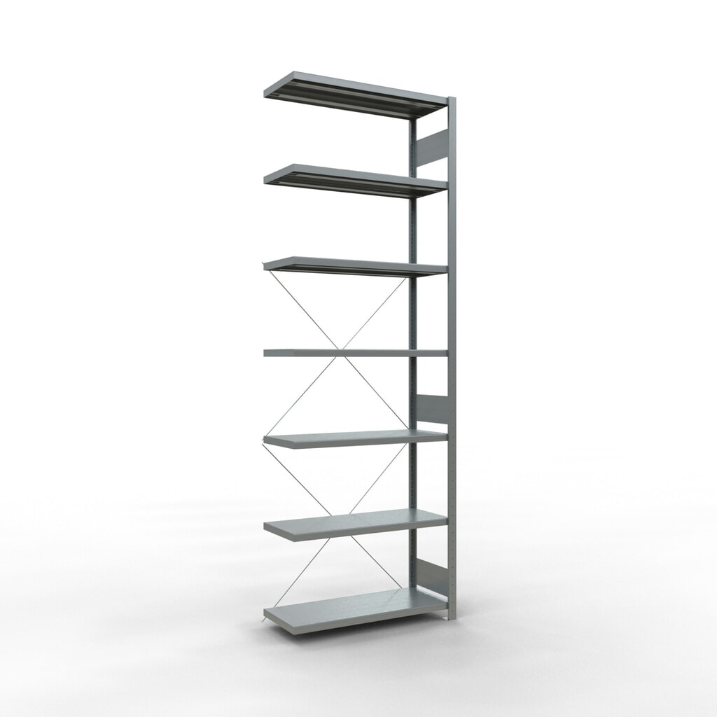 Imagen del producto: Estantería de cargas pequeñas SCHULTE con sistema de montaje encajado, módulo adicional, carga por estante de 330 kg, galvanizada, Al x An x F 3.000 x 1.000 x 400 mm