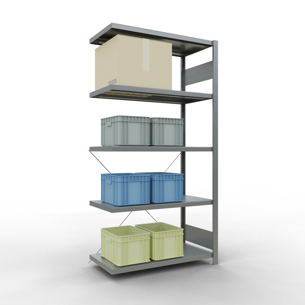 Número de imagen del producto 3: Estantería de cargas pequeñas SCHULTE con sistema de montaje encajado, módulo adicional, carga por estante de 330 kg, galvanizada, Al x An x F 2.000 x 1.000 x 500 mm