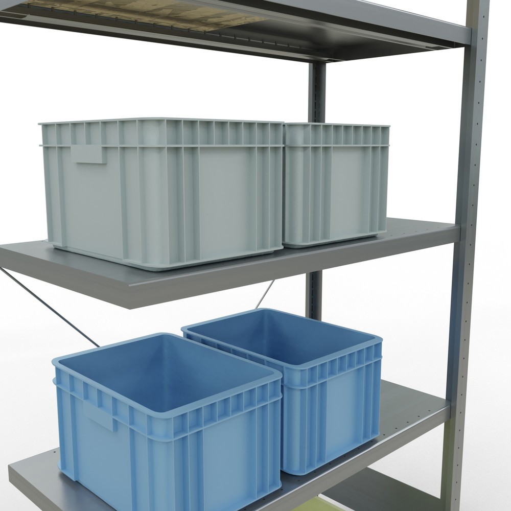 Número de imagen del producto 4: Estantería de cargas pequeñas SCHULTE con sistema de montaje encajado, módulo adicional, carga por estante de 330 kg, galvanizada, Al x An x F 2.000 x 1.000 x 500 mm