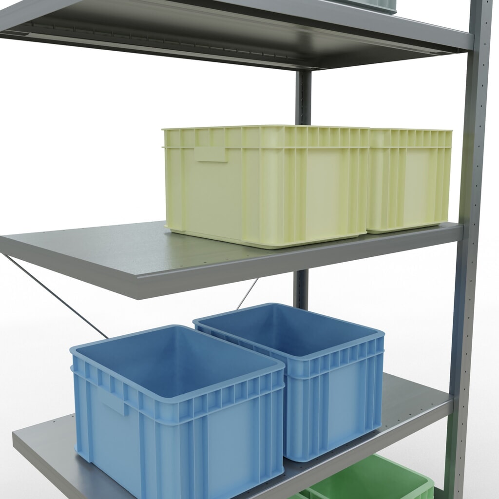 Estantería de cargas pequeñas SCHULTE con sistema de montaje encajado, módulo adicional, carga por estante de 330 kg, galvanizada, Al x An x F 2.000 x 1.000 x 600 mm Número de imagen del producto 4: Estantería de cargas pequeñas SCHULTE con sistema de montaje encajado, módulo adicional, carga por estante de 330 kg, galvanizada, Al x An x F 2.000 x 1.000 x 600 mm