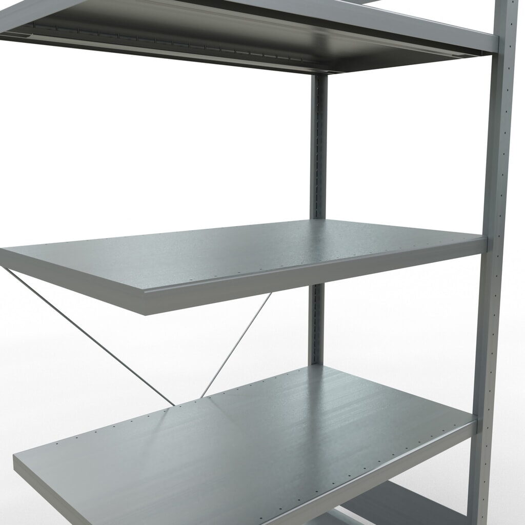 Estantería de cargas pequeñas SCHULTE con sistema de montaje encajado, módulo adicional, carga por estante de 330 kg, galvanizada, Al x An x F 2.000 x 1.000 x 600 mm Número de imagen del producto 5: Estantería de cargas pequeñas SCHULTE con sistema de montaje encajado, módulo adicional, carga por estante de 330 kg, galvanizada, Al x An x F 2.000 x 1.000 x 600 mm