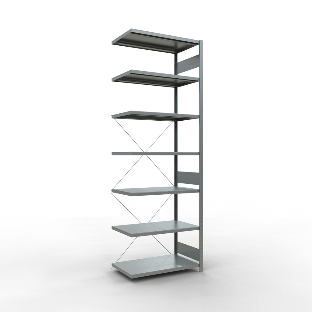 Imagen del producto: estantería de cargas pequeñas SCHULTE Plug-in Unidad de montaje adicional carga por estante 330 kg galvanizado alto x ancho x profundidad 3.000 x 1.000 x 600 mm