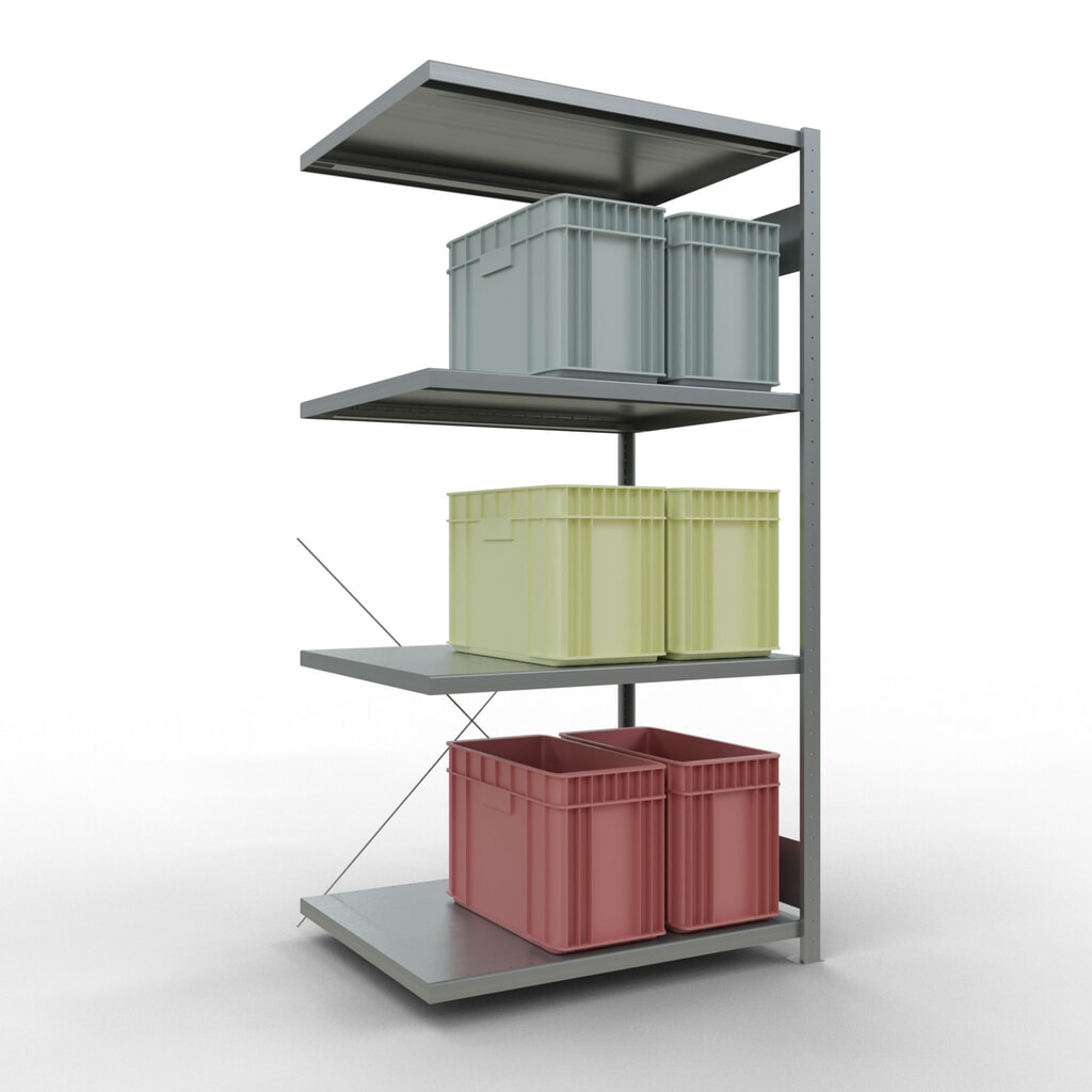 Estantería de cargas pequeñas SCHULTE con sistema de montaje encajado, módulo adicional, carga por estante de 330 kg, galvanizada, Al x An x F 2.000 x 1.000 x 800 mm Número de imagen del producto 3: Estantería de cargas pequeñas SCHULTE con sistema de montaje encajado, módulo adicional, carga por estante de 330 kg, galvanizada, Al x An x F 2.000 x 1.000 x 800 mm