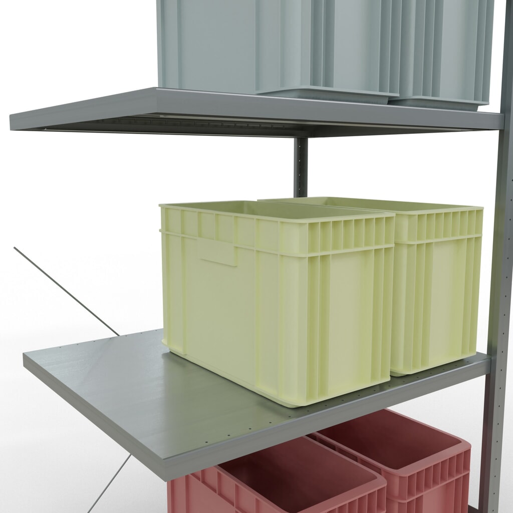 Número de imagen del producto 4: Estantería de cargas pequeñas SCHULTE con sistema de montaje encajado, módulo adicional, carga por estante de 330 kg, galvanizada, Al x An x F 2.000 x 1.000 x 800 mm