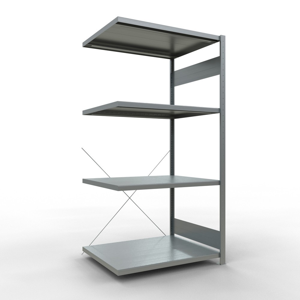 Imagen del producto: Estantería de cargas pequeñas SCHULTE con sistema de montaje encajado, módulo adicional, carga por estante de 330 kg, galvanizada, Al x An x F 2.000 x 1.000 x 800 mm