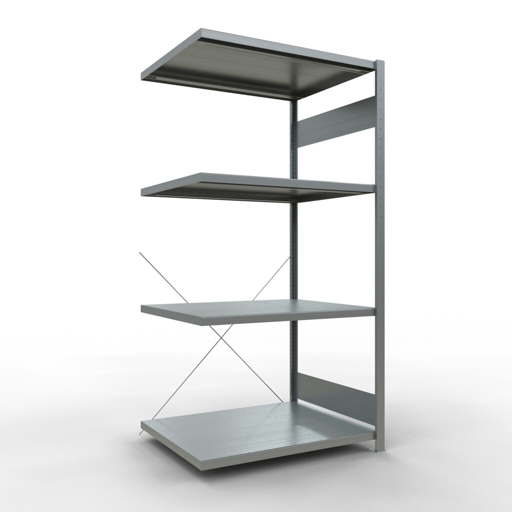 Imagen del producto: Estantería de cargas pequeñas SCHULTE con sistema de montaje encajado, módulo adicional, carga por estante de 330 kg, galvanizada, Al x An x F 2.000 x 1.000 x 800 mm
