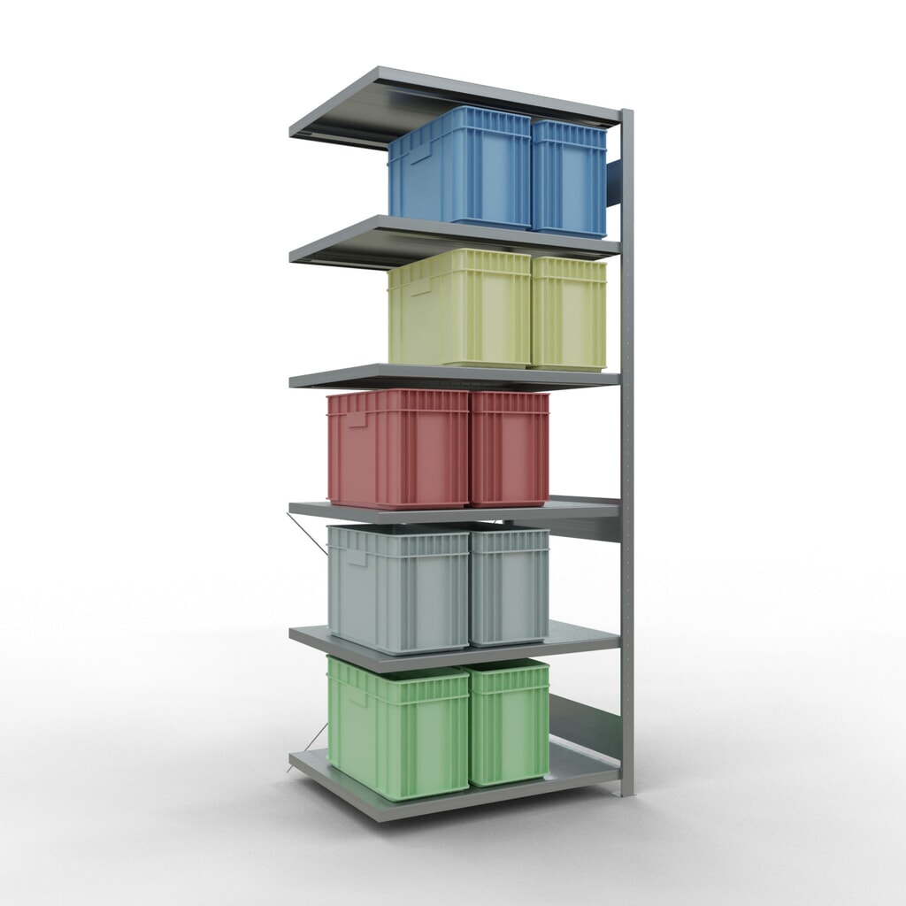 Número de imagen del producto 3: Estantería de cargas pequeñas SCHULTE con sistema de montaje encajado, módulo adicional, carga por estante de 330 kg, galvanizada, Al x An x F 2.500 x 1.000 x 800 mm