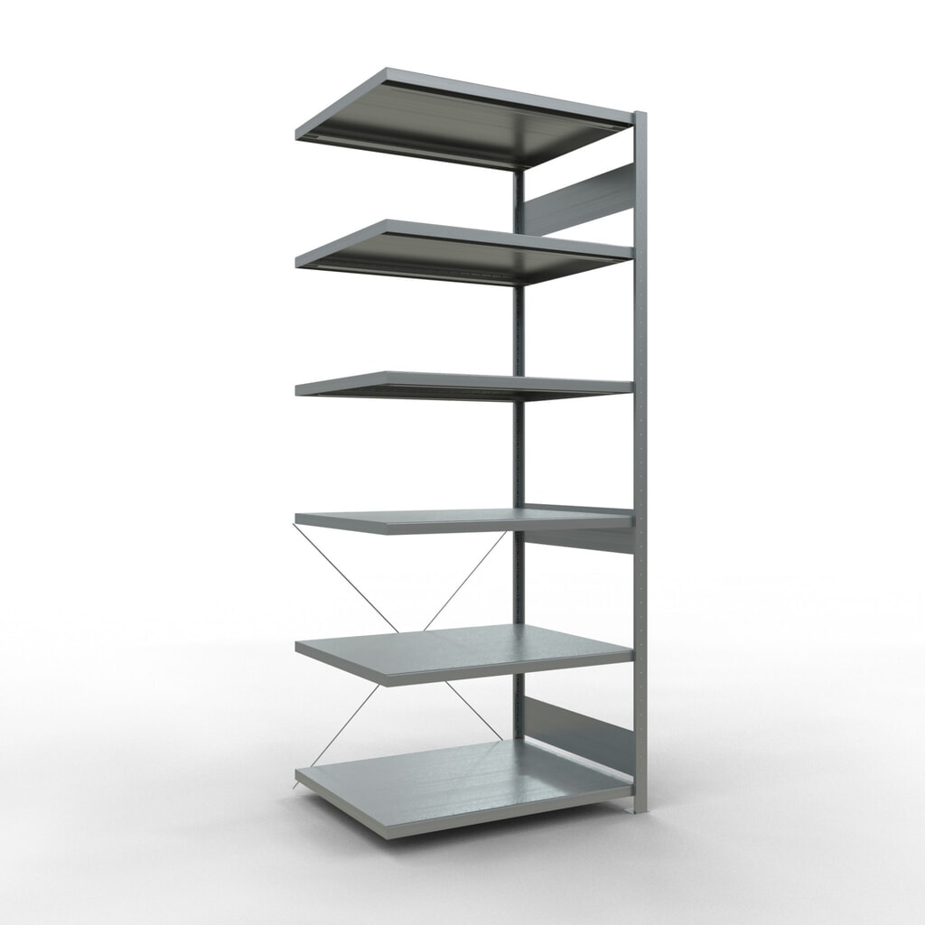 Imagen del producto: Estantería de cargas pequeñas SCHULTE con sistema de montaje encajado, módulo adicional, carga por estante de 330 kg, galvanizada, Al x An x F 2.500 x 1.000 x 800 mm