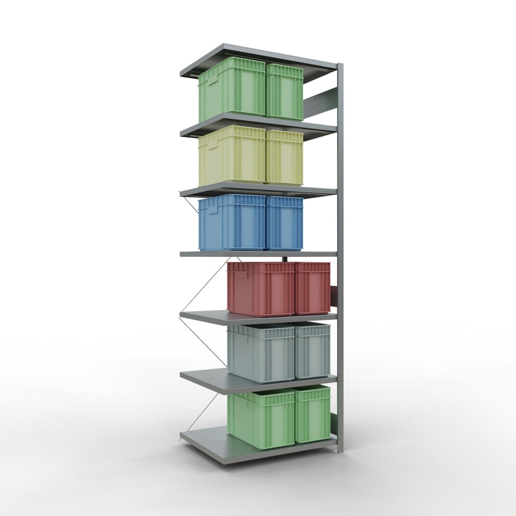 Estantería de cargas pequeñas SCHULTE con sistema de montaje encajado, módulo adicional, carga por estante de 330 kg, galvanizada, Al x An x F 3.000 x 1.000 x 800 mm Número de imagen del producto 3: Estantería de cargas pequeñas SCHULTE con sistema de montaje encajado, módulo adicional, carga por estante de 330 kg, galvanizada, Al x An x F 3.000 x 1.000 x 800 mm
