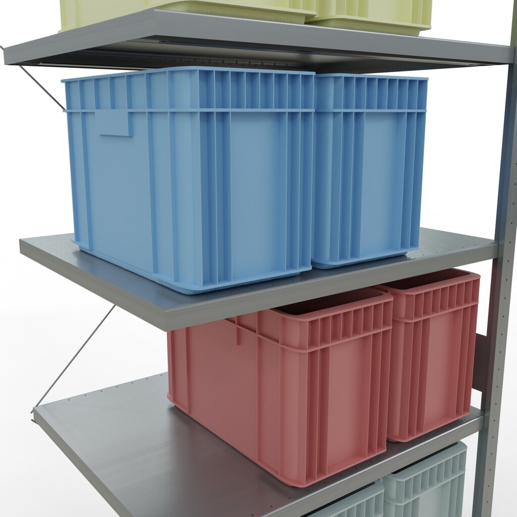 Estantería de cargas pequeñas SCHULTE con sistema de montaje encajado, módulo adicional, carga por estante de 330 kg, galvanizada, Al x An x F 3.000 x 1.000 x 800 mm Número de imagen del producto 4: Estantería de cargas pequeñas SCHULTE con sistema de montaje encajado, módulo adicional, carga por estante de 330 kg, galvanizada, Al x An x F 3.000 x 1.000 x 800 mm
