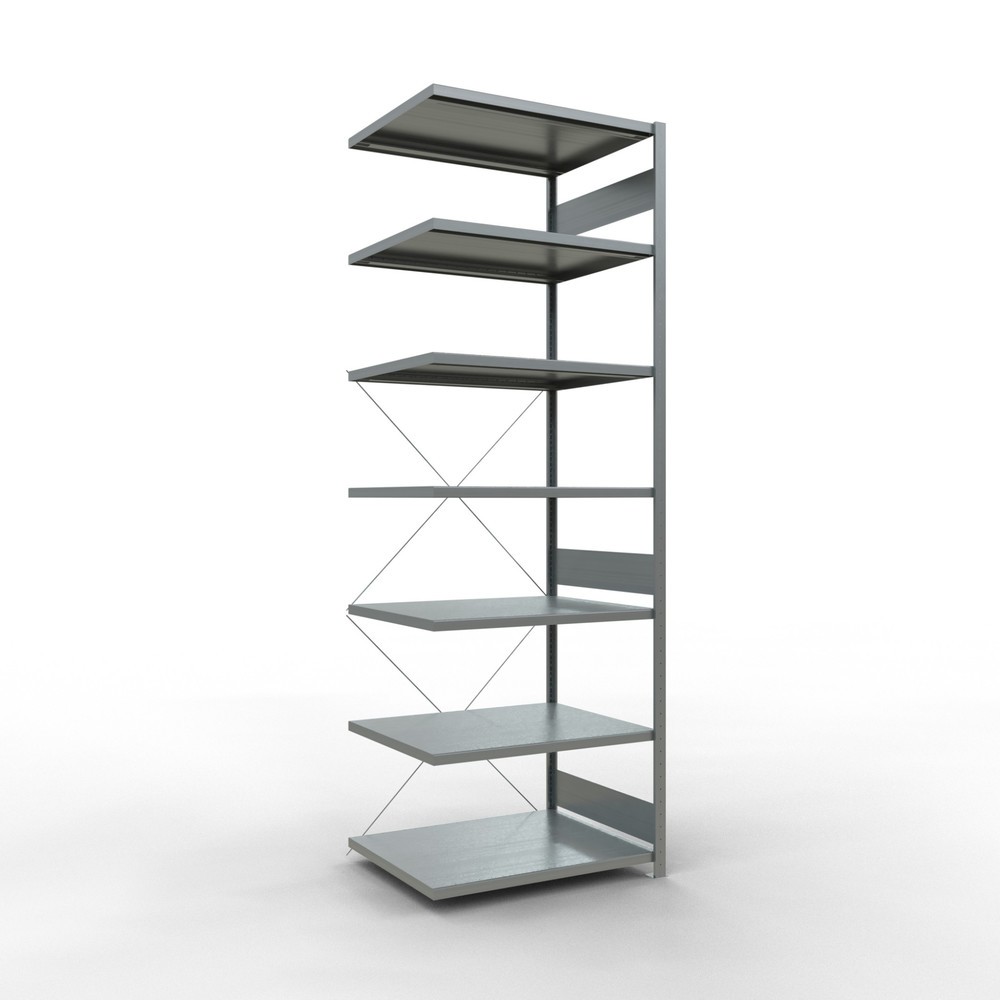 Número de imagen del producto 1: Estantería de cargas pequeñas SCHULTE con sistema de montaje encajado, módulo adicional, carga por estante de 330 kg, galvanizada, Al x An x F 3.000 x 1.000 x 800 mm
