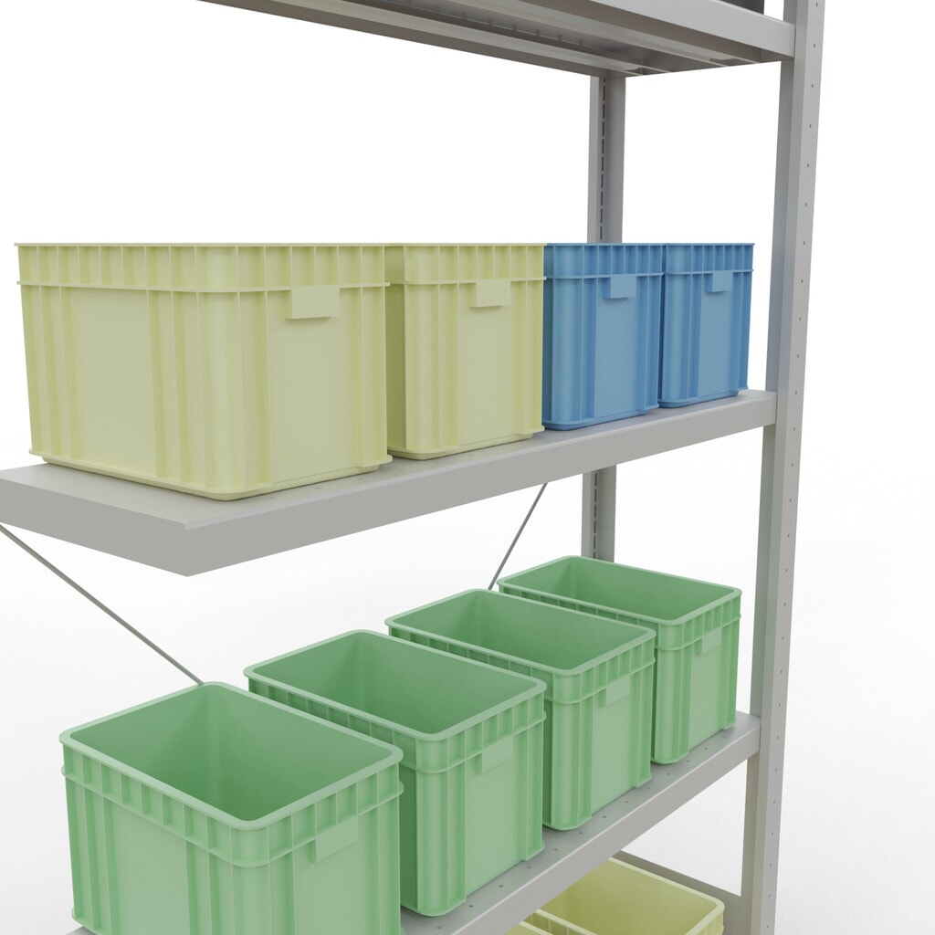 Número de imagen del producto 4: Estantería de cargas pequeñas SCHULTE con sistema de montaje encajado, módulo adicional, carga por estante de 330 kg, azul claro, Al x An x F 2.000 x 1.000 x 300 mm