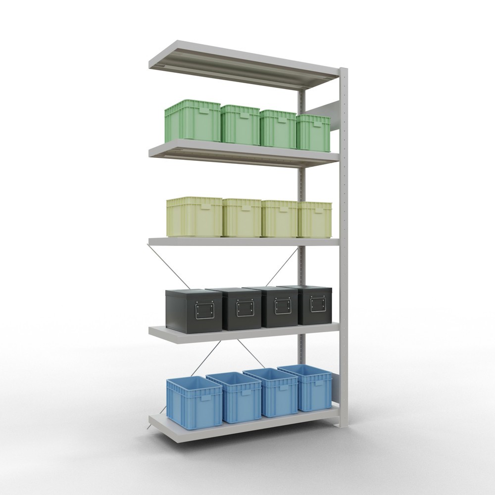 Número de imagen del producto 3: Estantería de cargas pequeñas SCHULTE con sistema de montaje encajado, módulo adicional, carga por estante de 330 kg, azul claro, Al x An x F 2.000 x 1.000 x 400 mm
