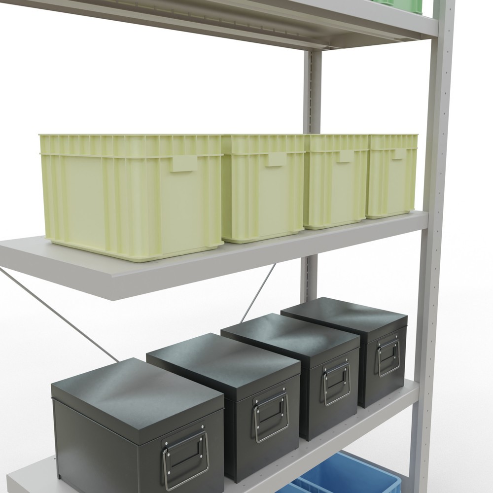Número de imagen del producto 4: Estantería de cargas pequeñas SCHULTE con sistema de montaje encajado, módulo adicional, carga por estante de 330 kg, azul claro, Al x An x F 2.000 x 1.000 x 400 mm