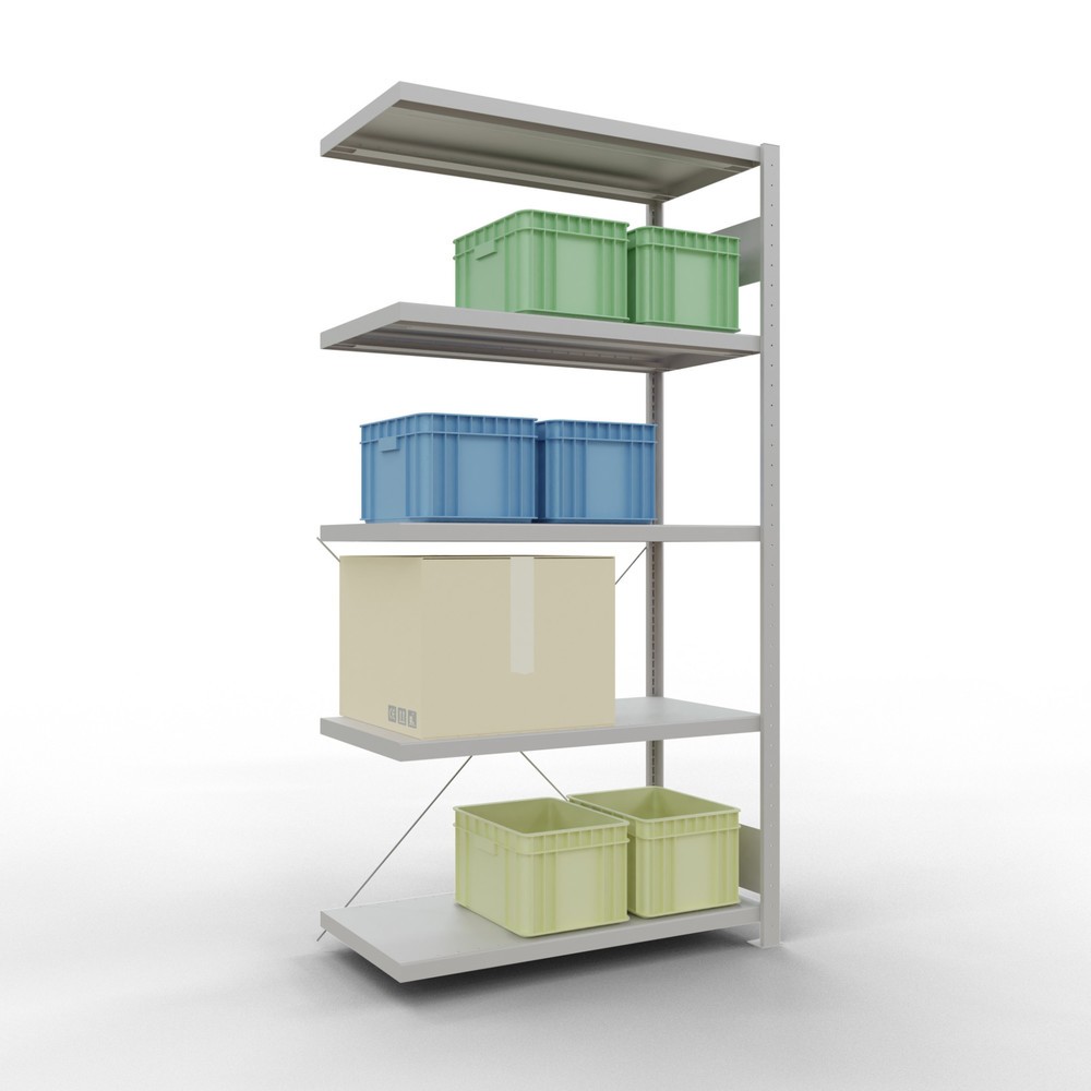Número de imagen del producto 3: Estantería de cargas pequeñas SCHULTE con sistema de montaje encajado, módulo adicional, carga por estante de 330 kg, azul claro, Al x An x F 2.000 x 1.000 x 500 mm