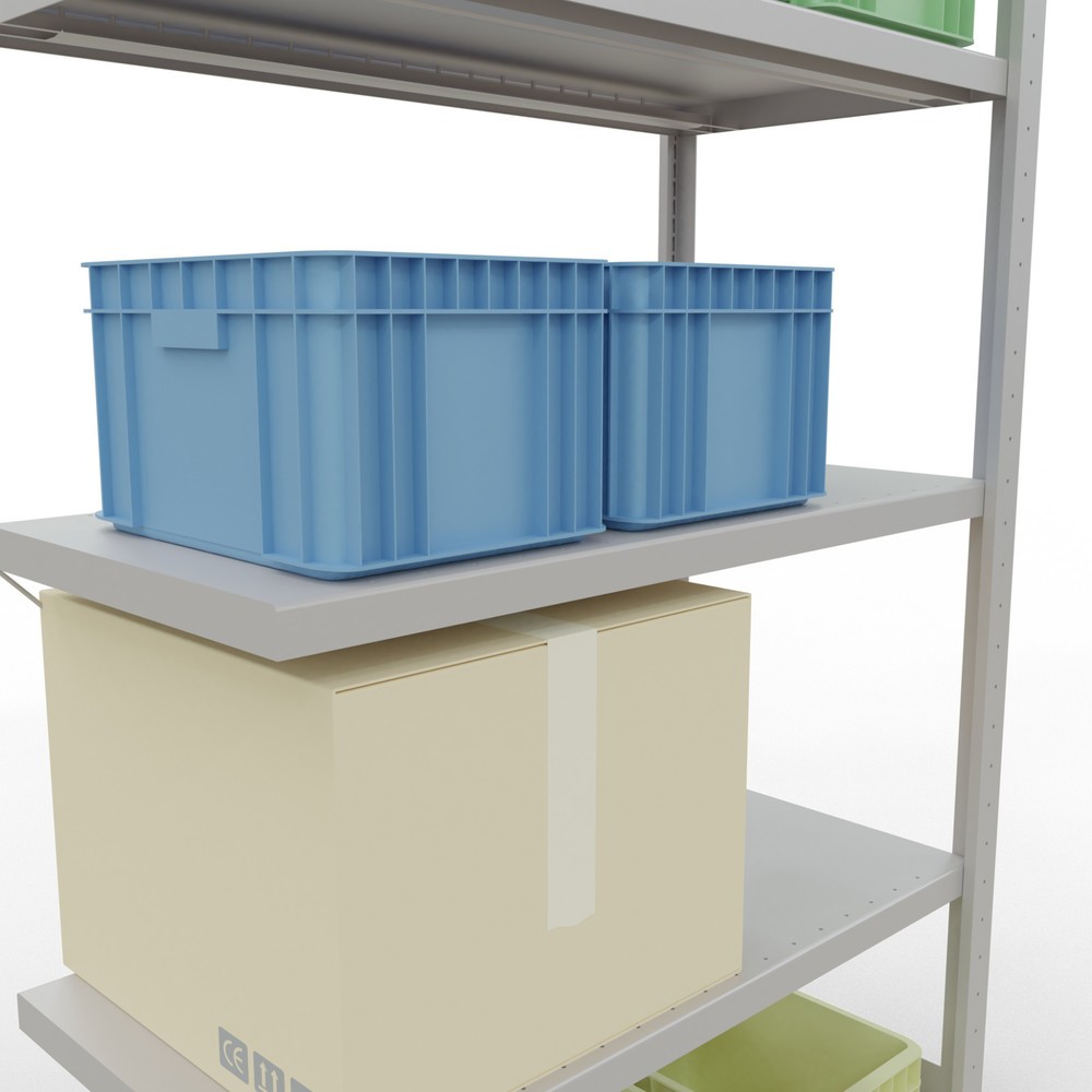 Número de imagen del producto 4: Estantería de cargas pequeñas SCHULTE con sistema de montaje encajado, módulo adicional, carga por estante de 330 kg, azul claro, Al x An x F 2.000 x 1.000 x 500 mm