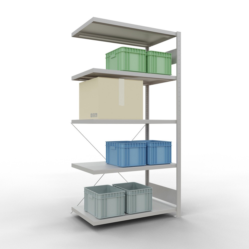 Número de imagen del producto 3: Estantería de cargas pequeñas SCHULTE con sistema de montaje encajado, módulo adicional, carga por estante de 330 kg, azul claro, Al x An x F 2.000 x 1.000 x 600 mm