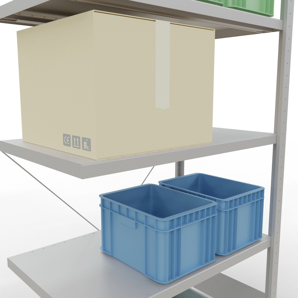 Número de imagen del producto 4: Estantería de cargas pequeñas SCHULTE con sistema de montaje encajado, módulo adicional, carga por estante de 330 kg, azul claro, Al x An x F 2.000 x 1.000 x 600 mm