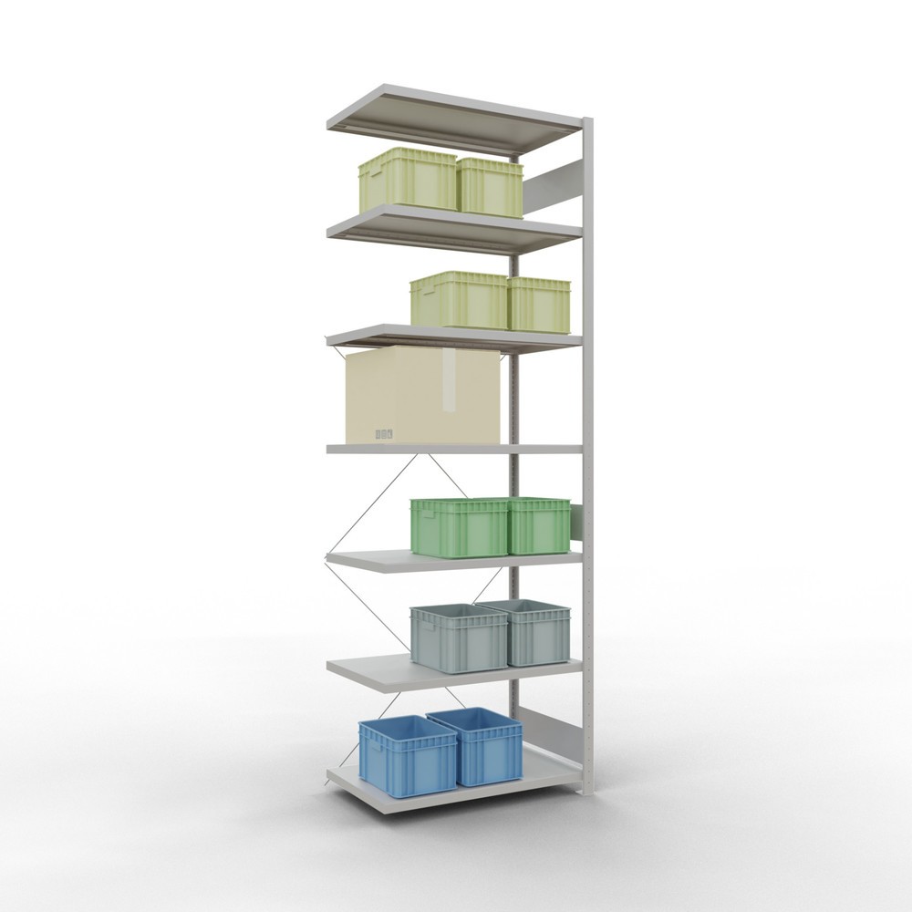 Número de imagen del producto 3: Estantería de cargas pequeñas SCHULTE con sistema de montaje encajado, módulo adicional, carga por estante de 330 kg, azul claro, Al x An x F 3.000 x 1.000 x 600 mm
