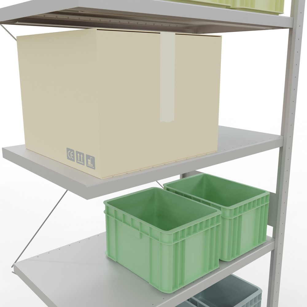 Número de imagen del producto 4: Estantería de cargas pequeñas SCHULTE con sistema de montaje encajado, módulo adicional, carga por estante de 330 kg, azul claro, Al x An x F 3.000 x 1.000 x 600 mm