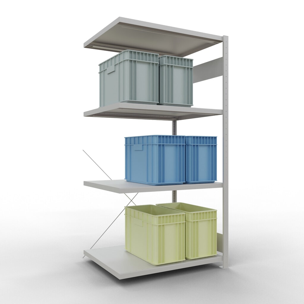 Número de imagen del producto 3: Estantería de cargas pequeñas SCHULTE con sistema de montaje encajado, módulo adicional, carga por estante de 330 kg, azul claro, Al x An x F 2.000 x 1.000 x 800 mm
