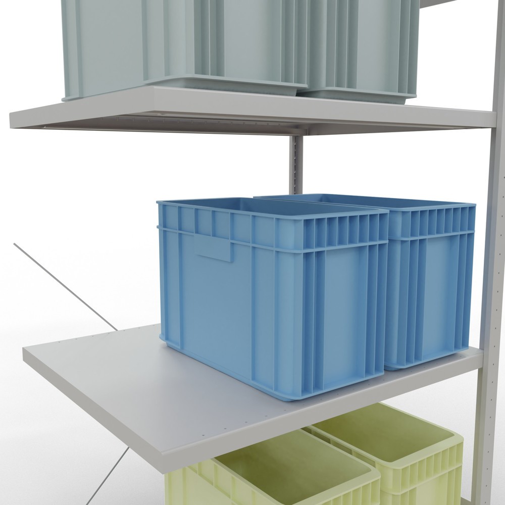 Número de imagen del producto 4: Estantería de cargas pequeñas SCHULTE con sistema de montaje encajado, módulo adicional, carga por estante de 330 kg, azul claro, Al x An x F 2.000 x 1.000 x 800 mm