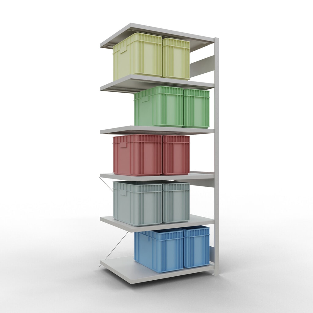 Número de imagen del producto 3: Estantería de cargas pequeñas SCHULTE con sistema de montaje encajado, módulo adicional, carga por estante de 330 kg, azul claro, Al x An x F 2.500 x 1.000 x 800 mm
