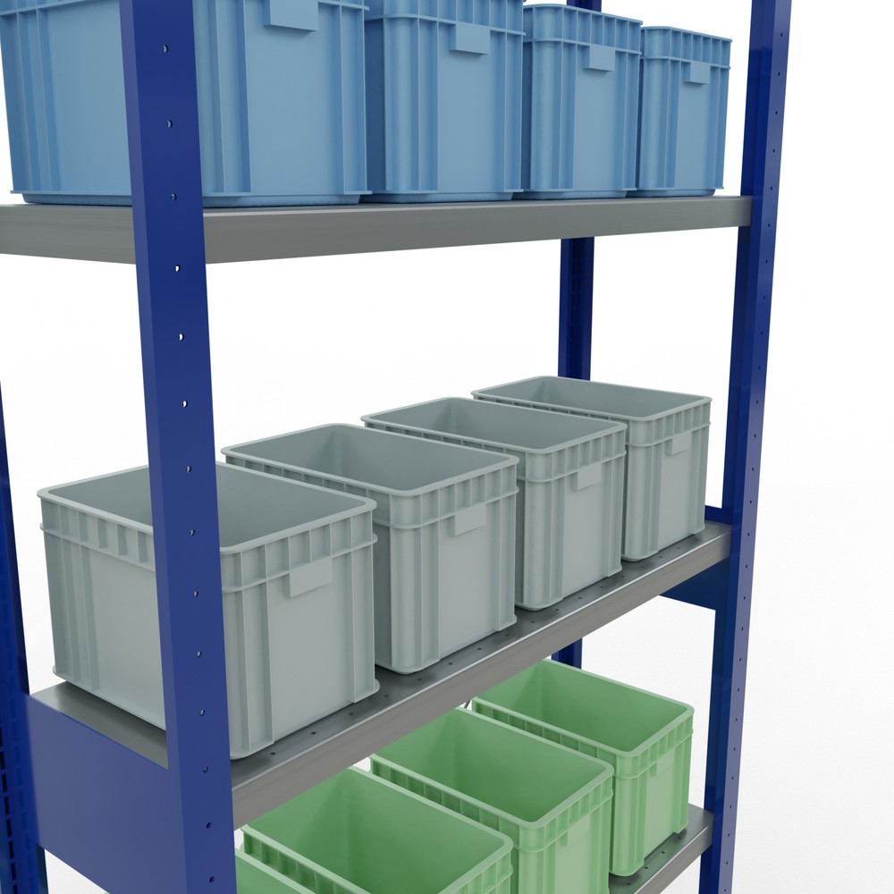 Número de imagen del producto 4: Estantería de cargas pequeñas SCHULTE azul genciana/galvanizada, carga por estante 330 kg, HxAxF 2.500 x 1.060 x 336 mm