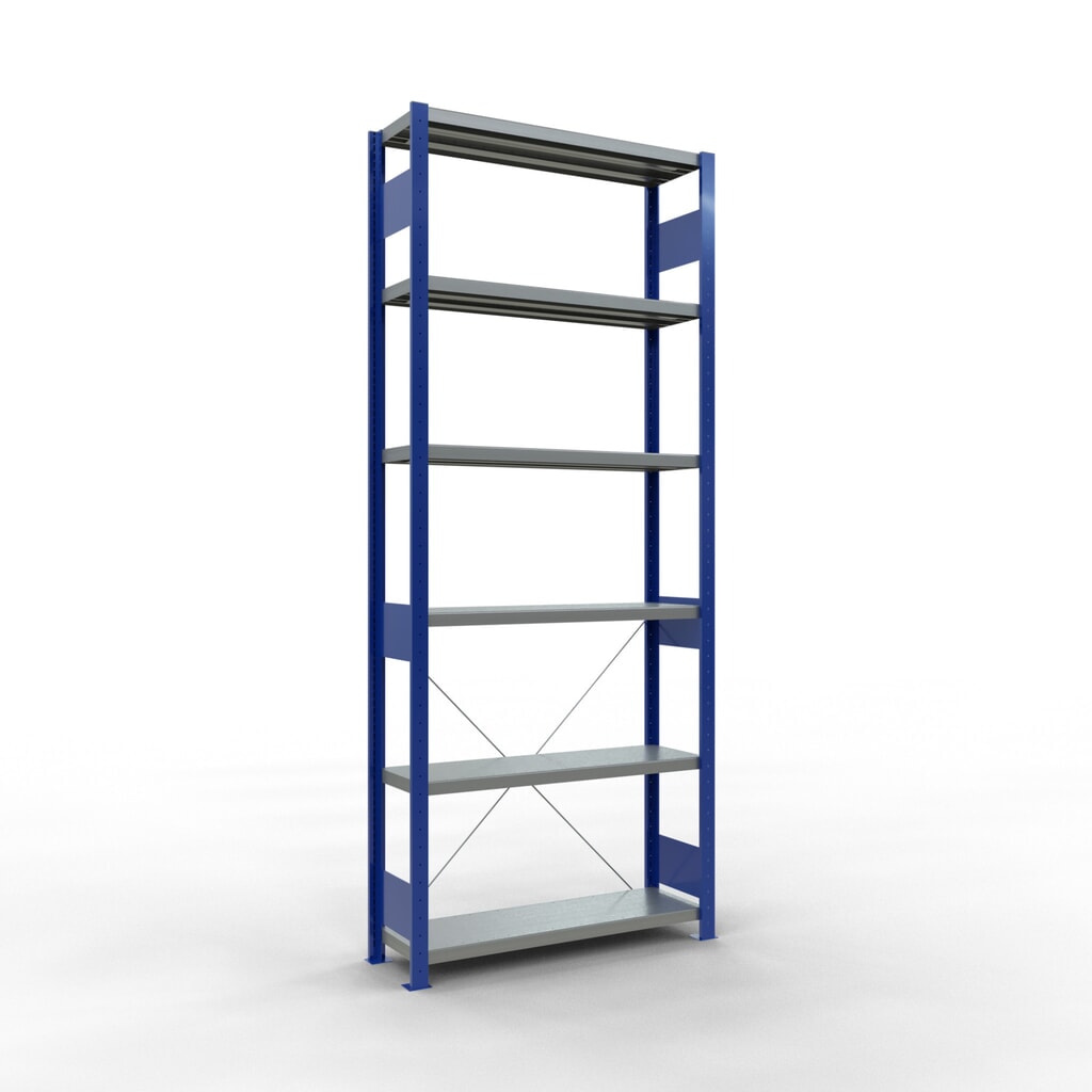 Imagen del producto: Estantería de cargas pequeñas SCHULTE azul genciana/galvanizada, carga por estante 330 kg, HxAxF 2.500 x 1.060 x 336 mm