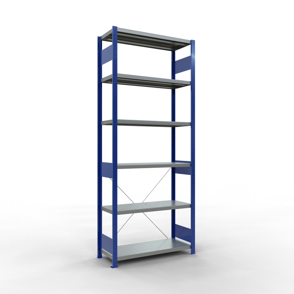 Imagen del producto: Estantería de cargas pequeñas SCHULTE azul genciana/galvanizada, carga por estante 330 kg, HxAxF 2.500 x 1.060 x 436 mm