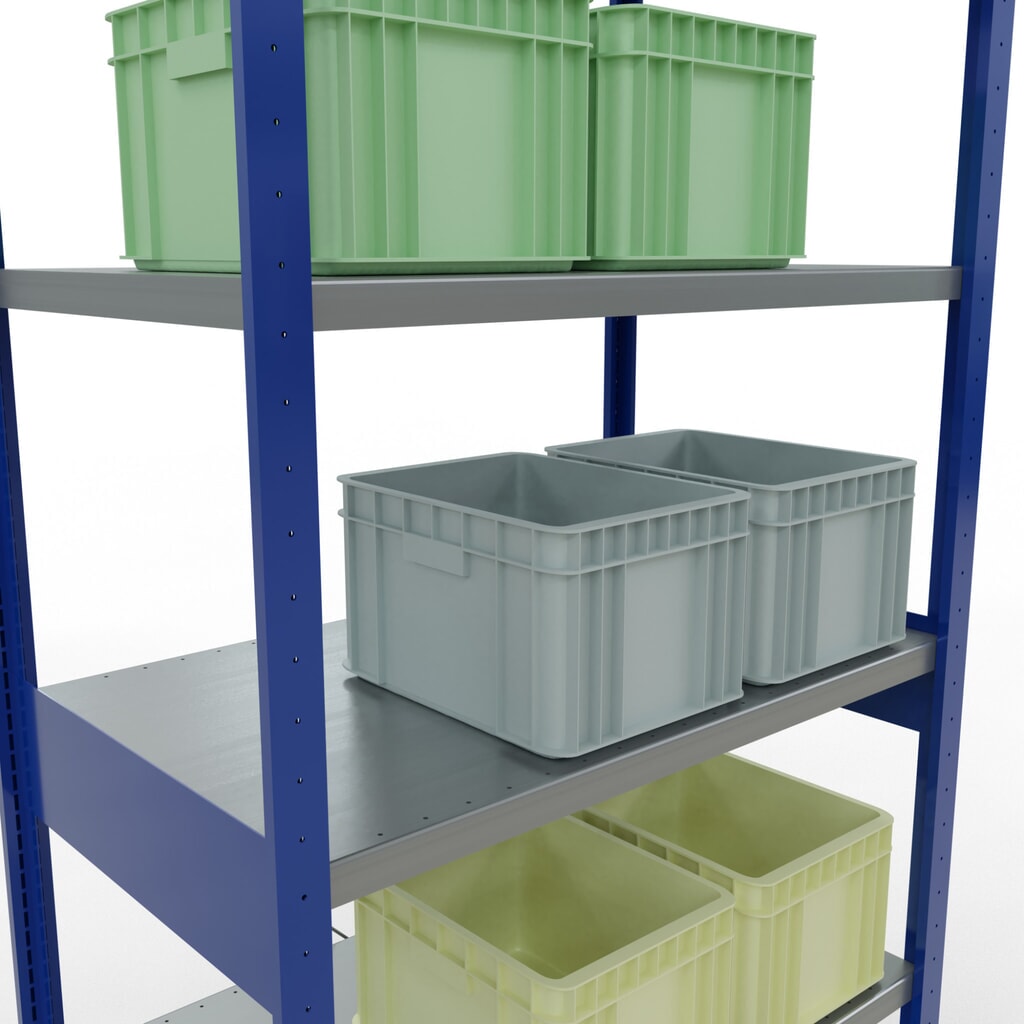 Estantería de cargas pequeñas SCHULTE azul genciana/galvanizada, carga por estante 330 kg, HxAxF 2.500 x 1.060 x 636 mm Número de imagen del producto 4: Estantería de cargas pequeñas SCHULTE azul genciana/galvanizada, carga por estante 330 kg, HxAxF 2.500 x 1.060 x 636 mm