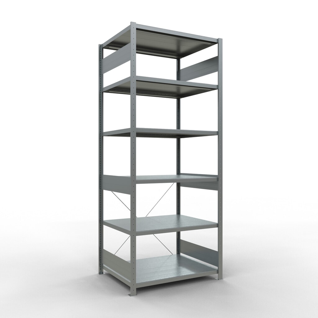 Estantería de cargas pequeñas SCHULTE galvanizada, carga por estante 330 kg, HxAxF 2.500 x 1.060 x 836 mm Número de imagen del producto 1: Estantería de cargas pequeñas SCHULTE galvanizada, carga por estante 330 kg, HxAxF 2.500 x 1.060 x 836 mm